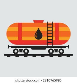 Railway fuel tank wagon illustration representing petroleum transportation, industrial logistics, freight delivery, energy distribution, rail infrastructure, cargo operations, and commercial transportation design applications for businesses.