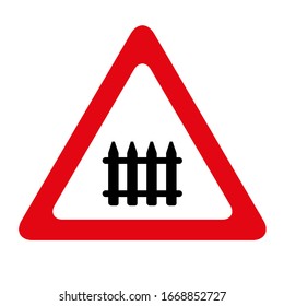 Railway gate crossing triangle sign vector