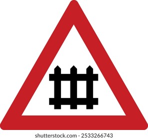 Vector de señal de triángulo de cruce de puerta de ferrocarril