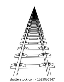 
The railway going forward. 3d vector illustration on a white background.