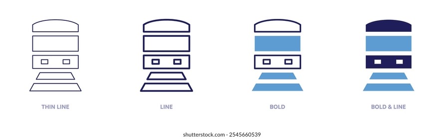 Railway hubs icon in 4 different styles. Thin Line, Line, Bold, and Bold Line. Duotone style. Editable stroke.