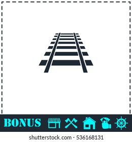 Railway icon flat. Simple vector symbol and bonus icon