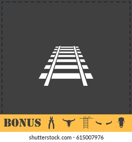 Railway icon flat. Simple vector symbol and bonus icon