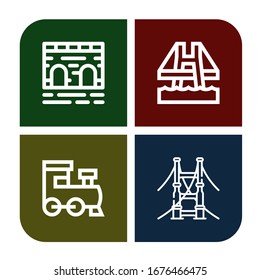 conjunto de iconos ferroviarios. Colección de iconos de Bridge, Train