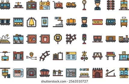 Railway icons High-Quality Vector Icons Collection with Editable Stroke. Ideal for Professional and Creative Projects.