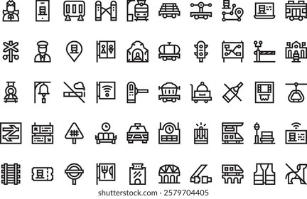 Railway icons High-Quality Vector Icons Collection with Editable Stroke. Ideal for Professional and Creative Projects