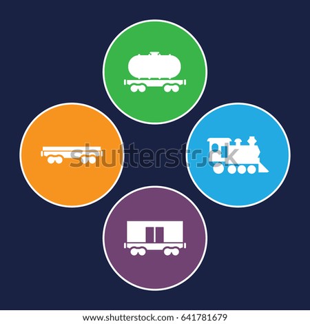 Railway icons set. set of 4 railway filled icons such as cargo wagon
