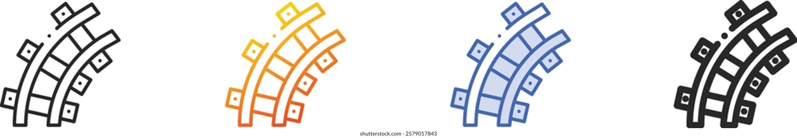railway icon.Thin Linear, Gradient, Blue Stroke and bold Style Design Isolated On White Background