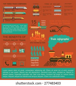 Railway infographic. Set elements for creating your own infographics. Vector illustration