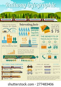 Railway infographic. Set elements for creating your own infographics. Vector illustration