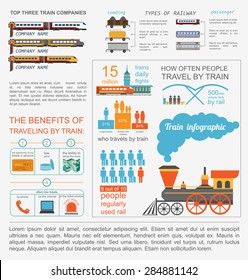 Railway infographic. Set elements for creating your own infographics. Vector illustration