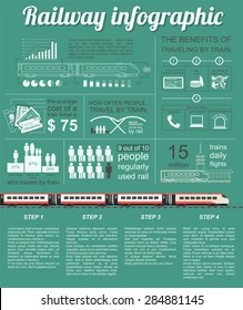 Railway infographic. Set elements for creating your own infographics. Vector illustration