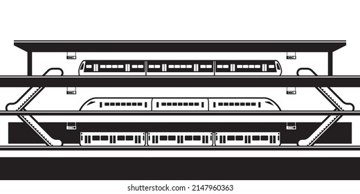 Railway interchange station – vector illustration