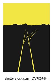 Railway junction. Simple flat illustration.