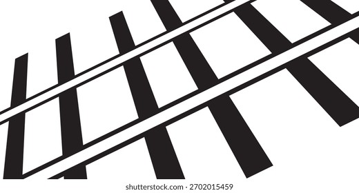Linha Ferroviária, Símbolo de Trilhos preto e branco, Sinal de Trilhas de Trem, Pictograma de Ferrovia, Silhueta de Trilha Ferroviária. eps 10