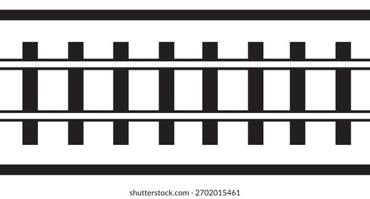 Linha Ferroviária, Símbolo de Trilhos preto e branco, Sinal de Trilhas de Trem, Pictograma de Ferrovia, Silhueta de Trilha Ferroviária. eps 10