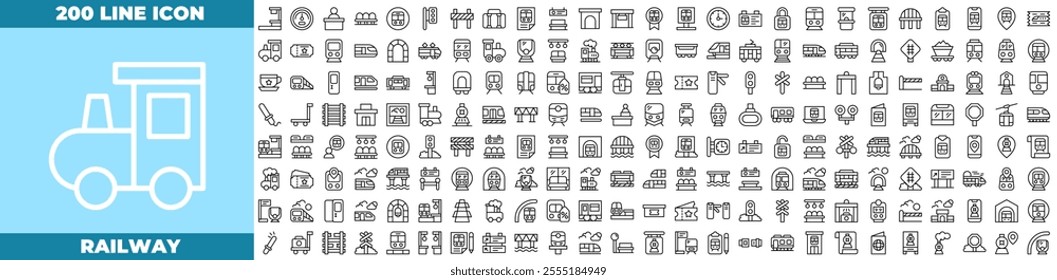 Railway Line Editable Icons set. Vector illustration in modern thin line style of railway icons: railway,train,transportation etc