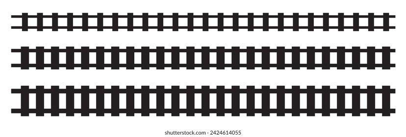 Railway Line, Rails Symbol, Train Tracks Sign, Railroad Pictogram, Railway Track Silhouette
