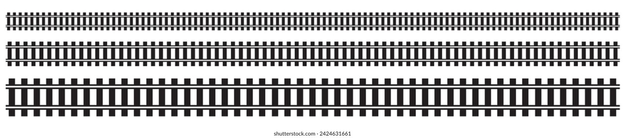 Railway Line, Rails Symbol, Train Tracks Sign, Railroad Pictogram, Railway Track Silhouette