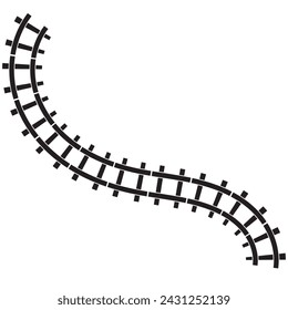 Railway Line, Rails Symbol, Train Tracks Sign, Railroad Pictogram, Railway Track Silhouette. Vector illustration.