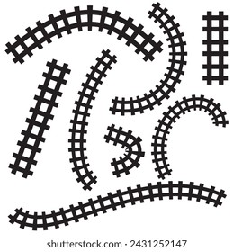 Railway Line, Rails Symbol, Train Tracks Sign, Railroad Pictogram, Railway Track Silhouette. Vector illustration.