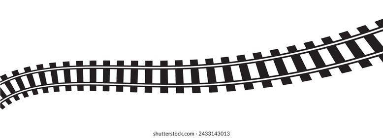 Railway Line, Rails Symbol, Train Tracks Sign, Railroad Pictogram, Railway Track Silhouette. Editable vector illustration.