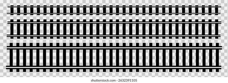 Linha Ferroviária, Símbolo de Trilhos, Sinal de Trilhas de Trem, Pictograma de Ferrovia, Vetor, Trilhas ferroviárias pretas, Estradas de ferro curvas em linha reta, sinais de trânsito. Conjunto de silhuetas de vetor de transporte, eps10 11:11
