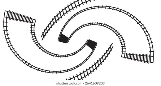 Railway Line, Rails Symbol, Train Tracks Sign, Railroad Pictogram, Railway Track Silhouette. eps 10