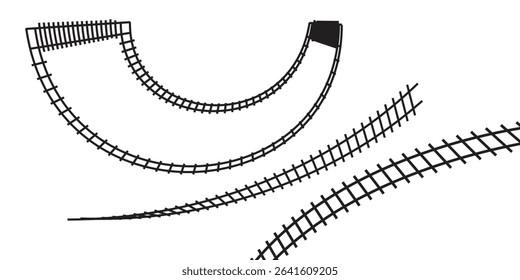 Railway Line, Rails Symbol, Train Tracks Sign, Railroad Pictogram, Railway Track Silhouette. Vector illustration.