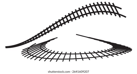 Railway Line, Rails Symbol, Train Tracks Sign, Railroad Pictogram, Railway Track Silhouette. eps 10