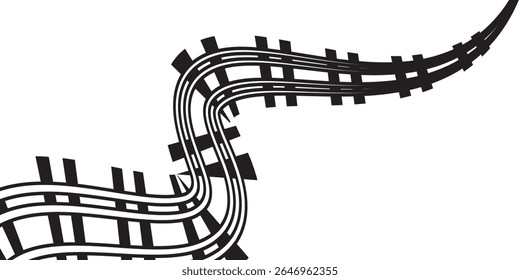 Railway Line, Rails Symbol, Train Tracks Sign, Railroad Pictogram, Railway Track Silhouette. Editable vector illustration