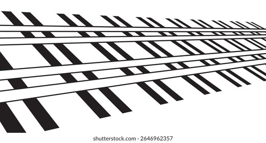 Railway Line, Rails Symbol, Train Tracks Sign, Railroad Pictogram, Railway Track Silhouette. Editable vector illustration.modern
