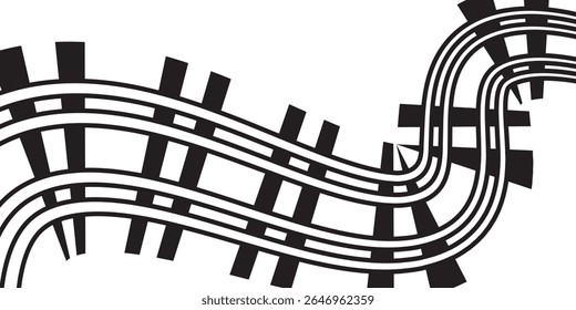 Railway Line, Rails Symbol, Train Tracks Sign, Railroad Pictogram, Railway Track Silhouette. Editable vector illustration