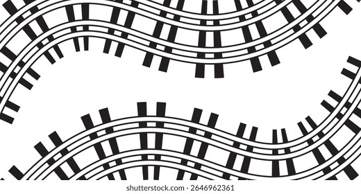 Railway Line, Rails Symbol, Train Tracks Sign, Railroad Pictogram, Railway Track Silhouette. Editable vector illustration