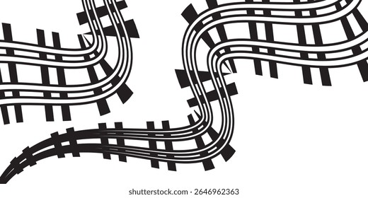 Railway Line, Rails Symbol, Train Tracks Sign, Railroad Pictogram, Railway Track Silhouette. Editable vector illustration