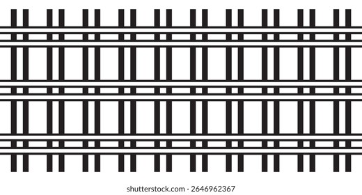 Railway Line, Rails Symbol, Train Tracks Sign, Railroad Pictogram, Railway Track Silhouette. Editable vector illustration.modern