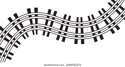 Railway Line, Rails Symbol, Train Tracks Sign, Railroad Pictogram, Railway Track Silhouette. Editable vector illustration.modern