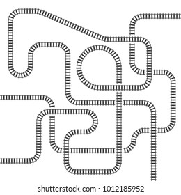 Railway line track isolated vector illustration. Track and railway, railroad for transportation