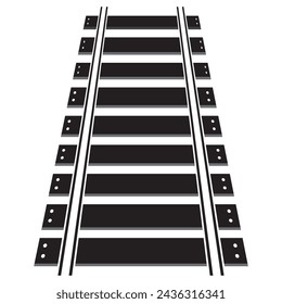 Railway Line, Railway Tracks. Rails Symbol, Train Tracks Sign, Railroad Pictogram, Railway Track Silhouette.