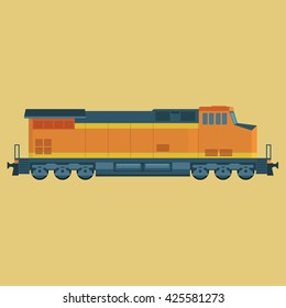 Railway locomotive profile. Modern diesel locomotive. Simple, flat style. Graphic vector illustration.