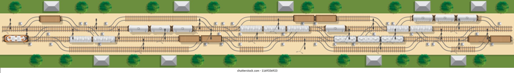 Railway. Logical game. View from above. Vector illustration.