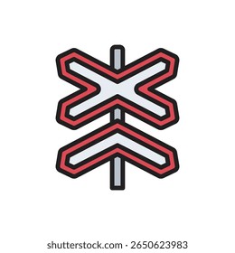 Railway Multi Line Icon Vector Illustration