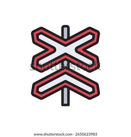 Railway Multi Line Icon Vector Illustration