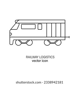 Railway or multimodal logistics line editable icon, vector pictogram of train. Illustration of train head, rail freight transport, carriage of goods