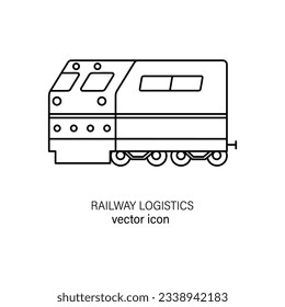 Railway or multimodal logistics line editable icon, vector pictogram of train. Illustration of train head, rail freight transport, carriage of goods