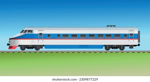 Railway. Old high speed electric train vector illustration 