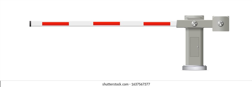 Railway. Open and closed the gate. Barrier for cars. Vector illustration in EPS 10.