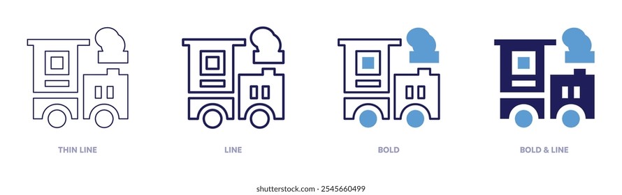 Railway overhaul icon in 4 different styles. Thin Line, Line, Bold, and Bold Line. Duotone style. Editable stroke.