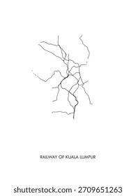 Railway pattern map in Kuala Lumpur. Tourist decorative map.