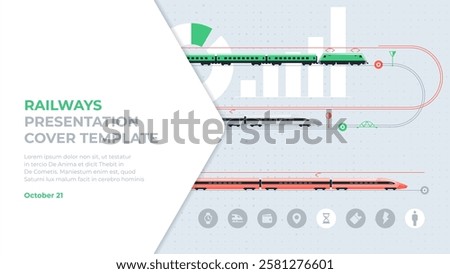 Railway presentation. The cover template has all the elements layered. The strokes are editable